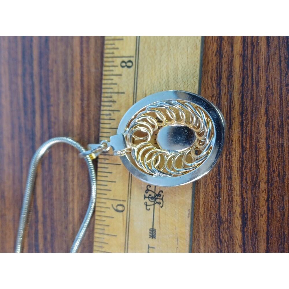 Vintage Golden Oval Pendant Black Onyx Design Rope Chain NecklaceBy P Craft - Picture 8 of 9